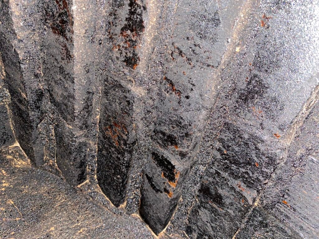 Glazed creosote buildup discovered inside chimney flue